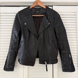 Topshop Quilted Black Leather Jacket